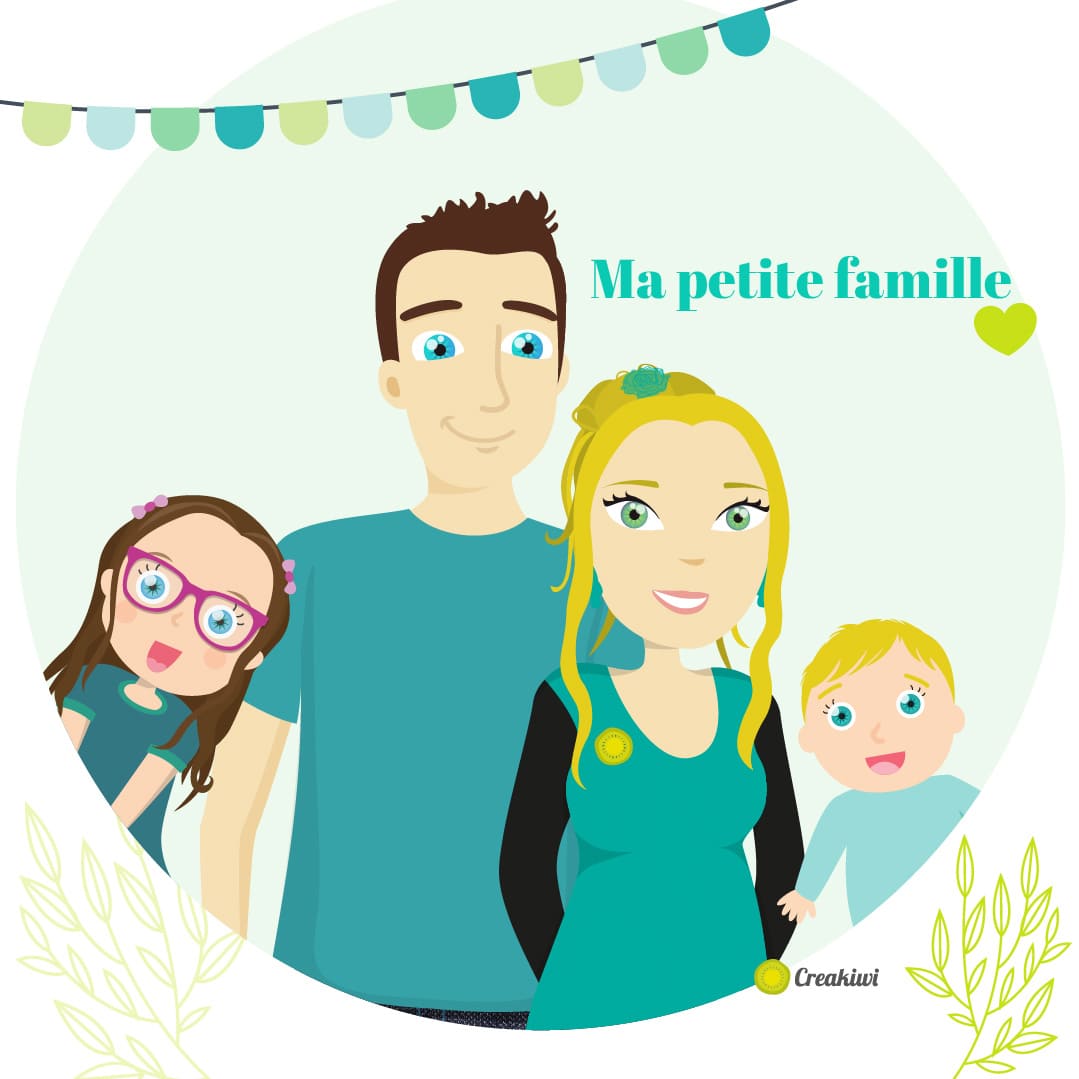 Ma petite famille à moi - illustration de famille personalisée Aurore