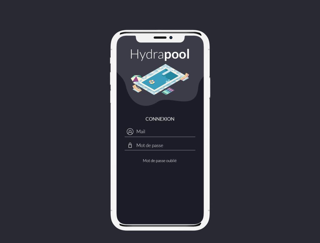 Maquette de l'application mobile Hydrapool