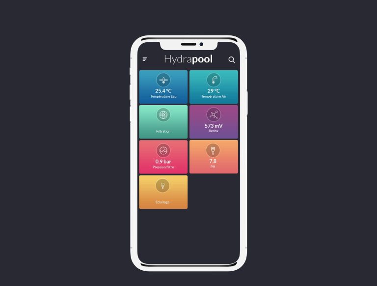 Maquette de l'application mobile Hydrapool