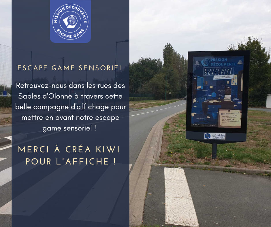 Affiche illustrée pour un Escape Game Sensoriel aux Sables d'Olonne : Mission découverte